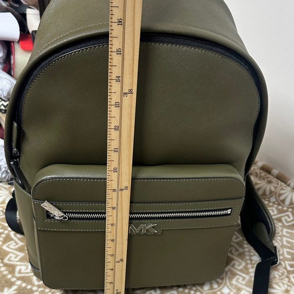 Michael Kors Malone pebbled leather Olive Backpack with Silver Accents main image 5